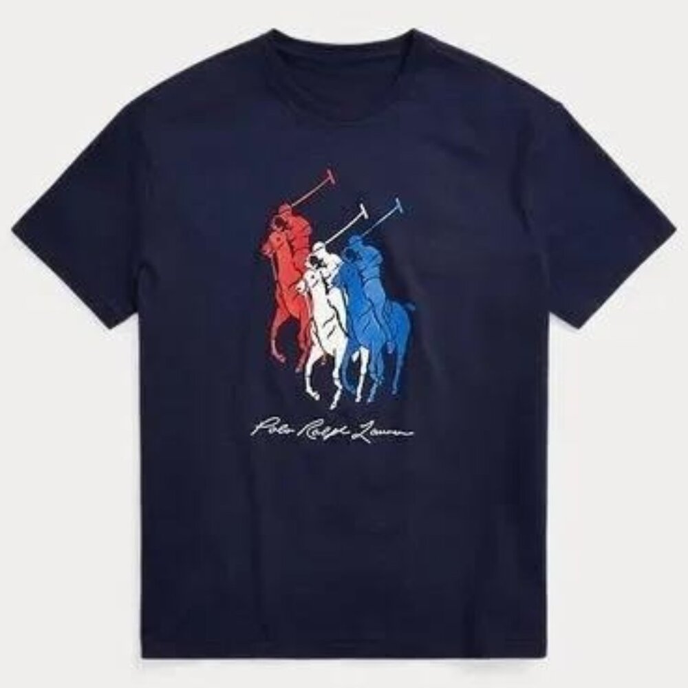 Polo T-shirt - Big Pony Navy Jersey T-shirt reprint Gildan